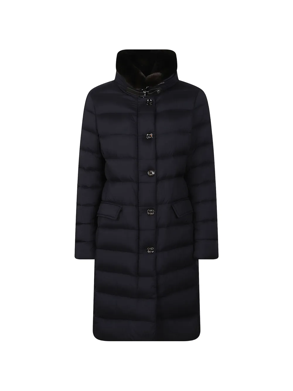 Moorer quilted faux-fur-trim coat - Blau