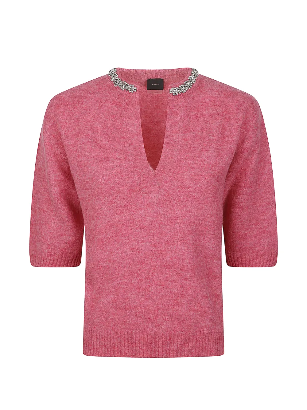 PINKO crystal-embellished short-sleeve sweater - Rosa
