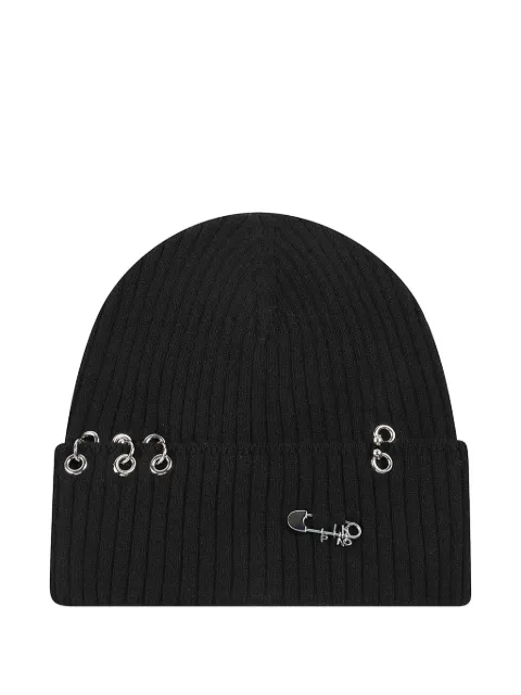 PINKO gorro de punto de canalé con perforaciones