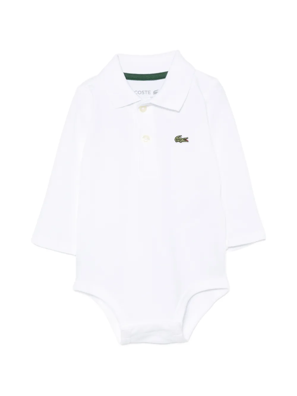 Lacoste Babies' Logo-patch Long-sleeve Bodysuit In White