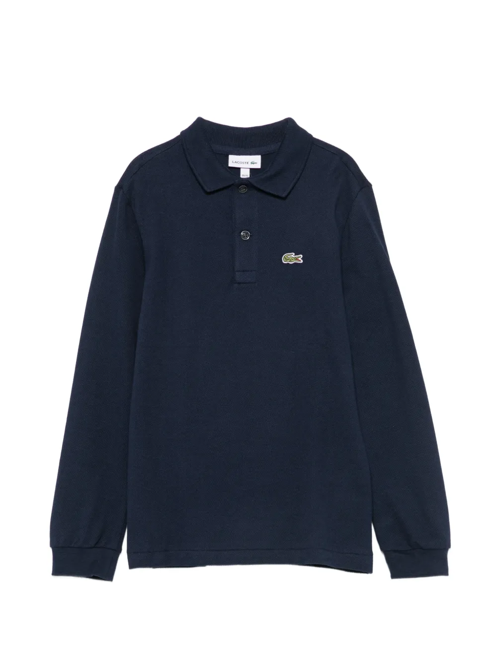 Lacoste Kids logo-patch long-sleeve polo shirt - Blu