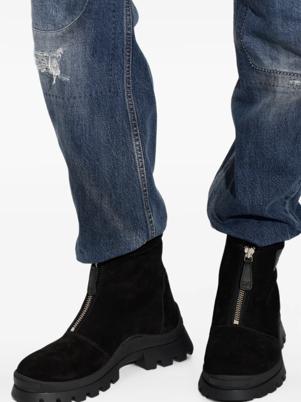 DSQUARED2 zip-front leather ankle boots Zwart