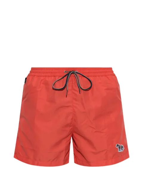 Paul Smith burnt-orange zebra-logo swim shorts