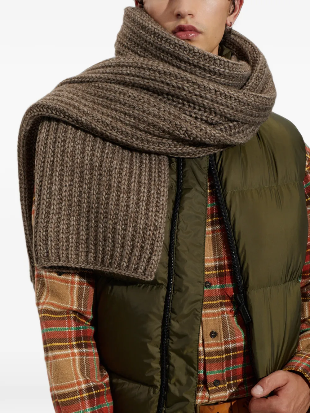 DSQUARED2 Geribbelde sjaal met logoplakkaat Bruin