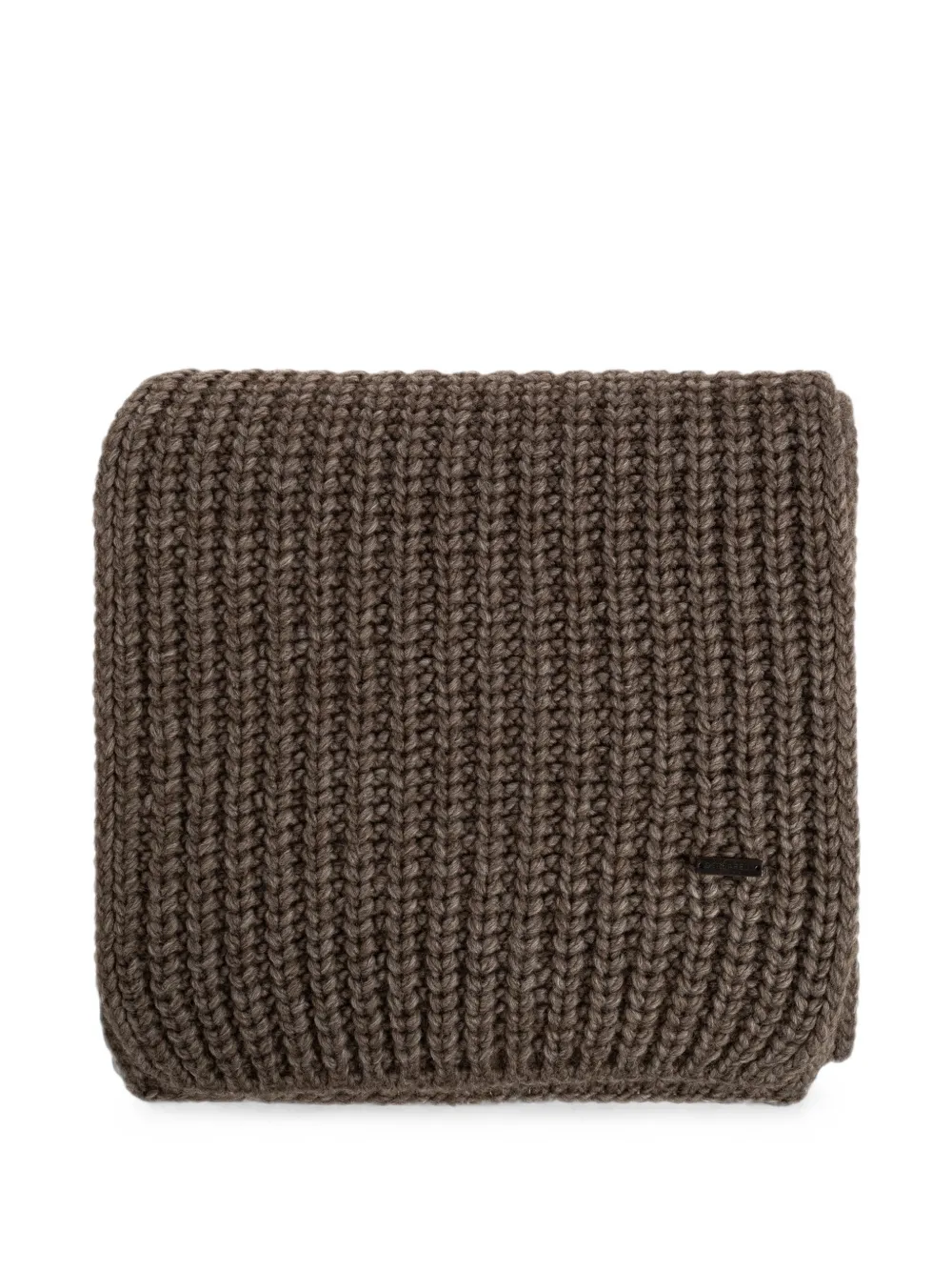 DSQUARED2 logo-plaque ribbed scarf - Braun