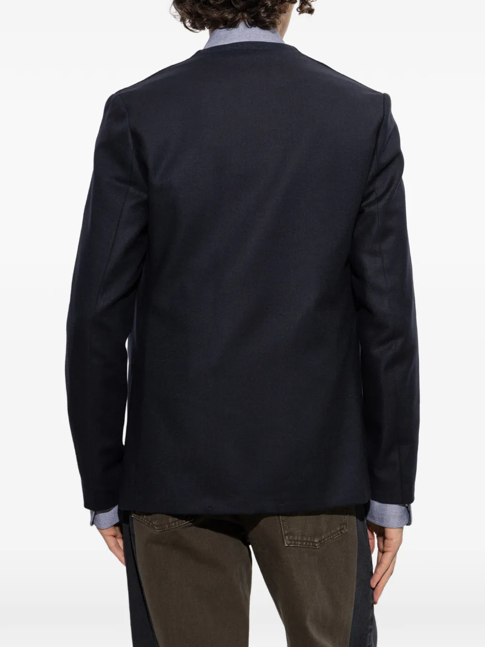 Maison Margiela Kraagloze wollen blazer Blauw