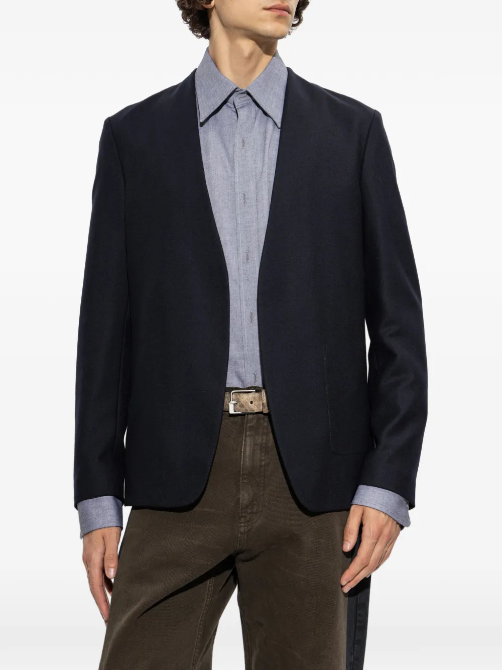 Maison Margiela Kraagloze wollen blazer Blauw