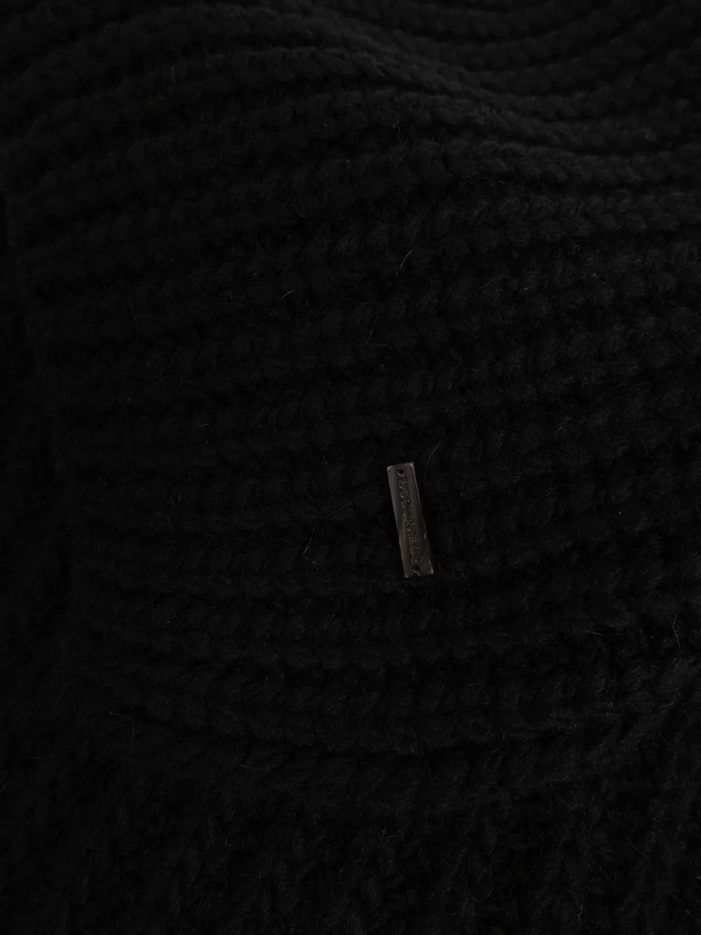 DSQUARED2 Ribgebreide sjaal met logo-plakkaat Zwart