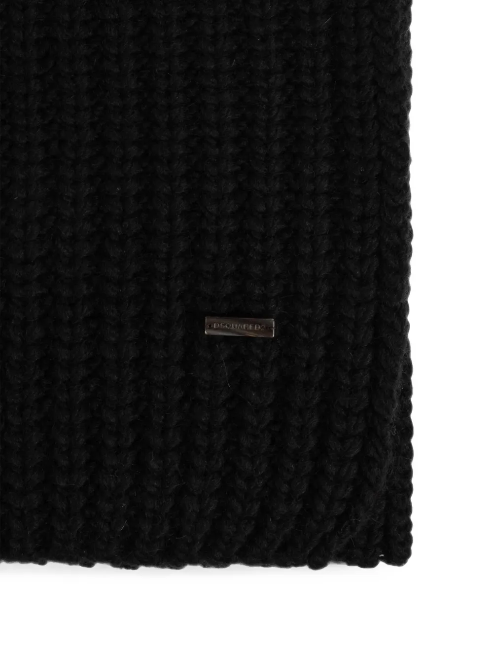 DSQUARED2 Ribgebreide sjaal met logo-plakkaat Zwart