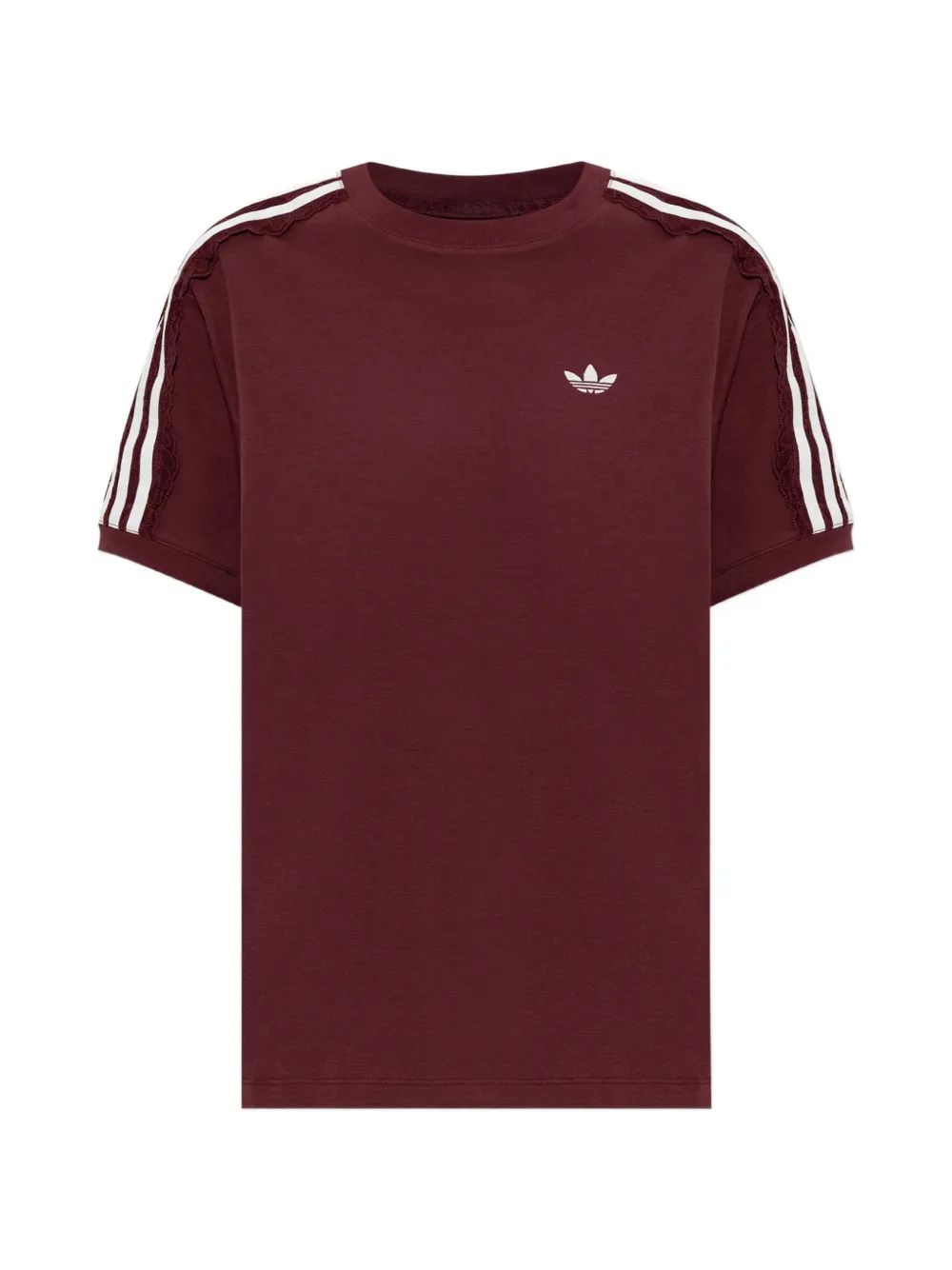adidas lace-trim side-stripe T-shirt Rood