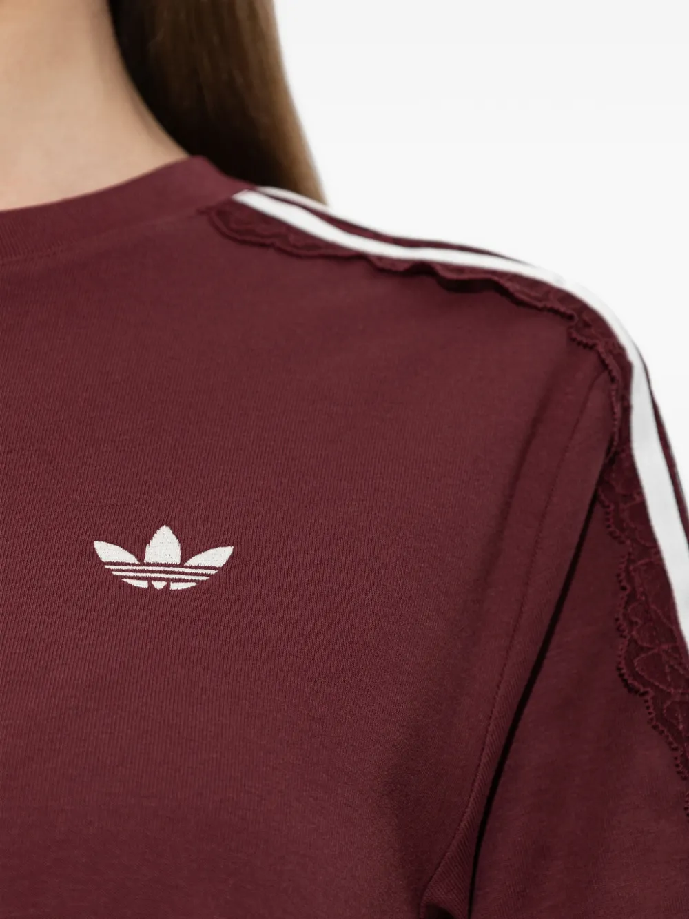 adidas lace-trim side-stripe T-shirt Rood