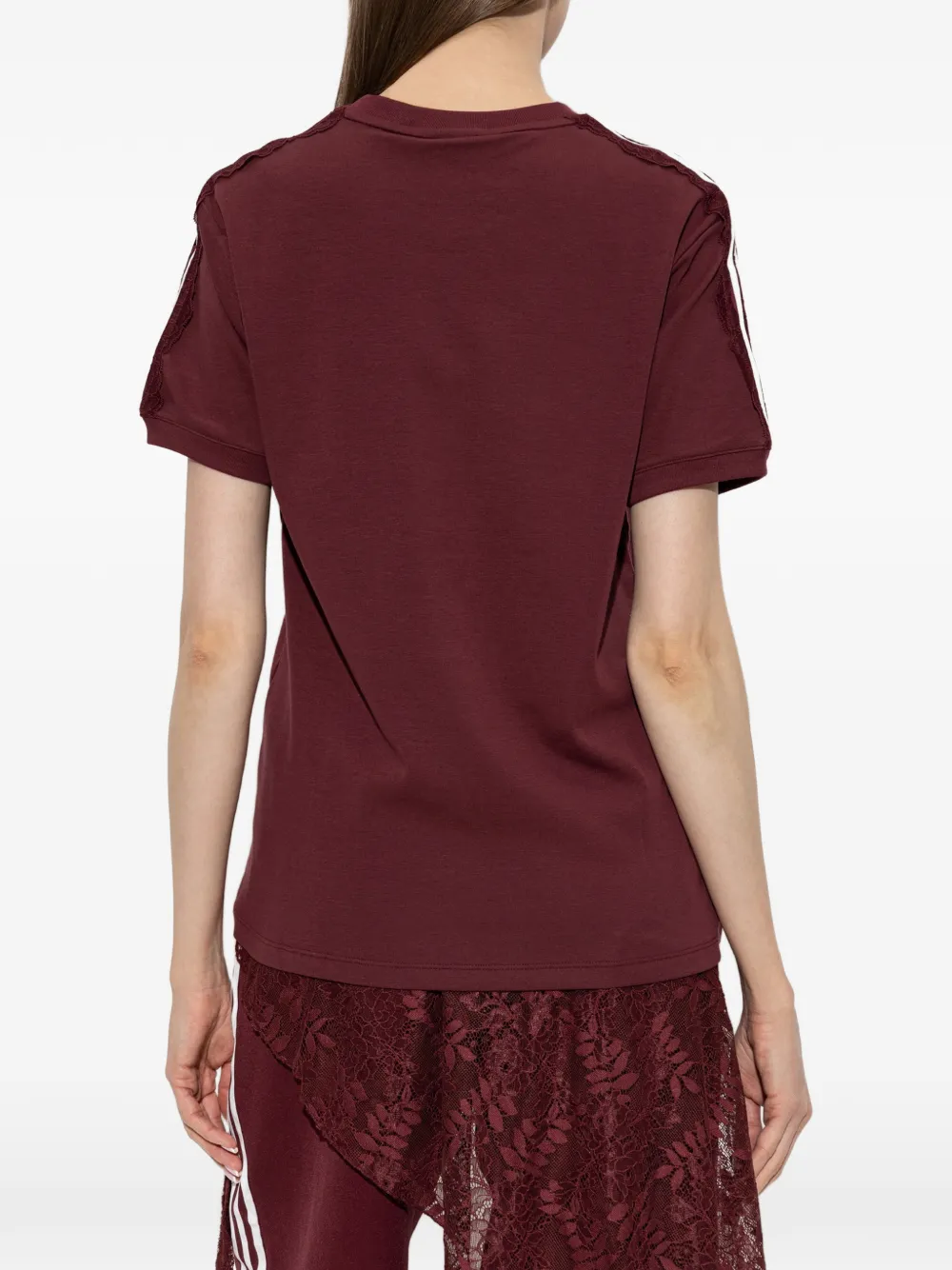 adidas lace-trim side-stripe T-shirt Rood