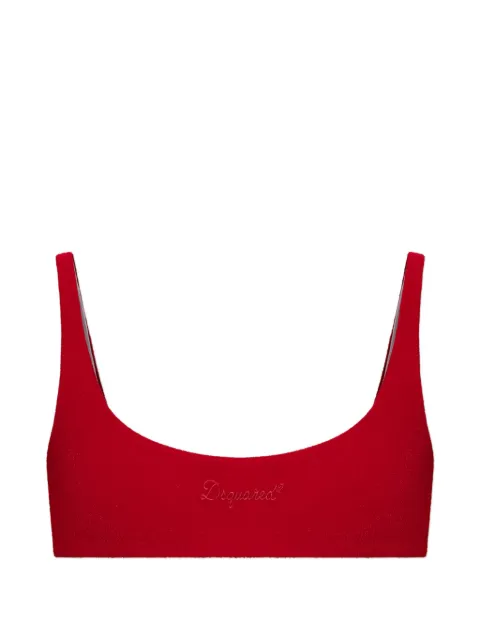 DSQUARED2 logo-embroidered scoop-neck bikini top