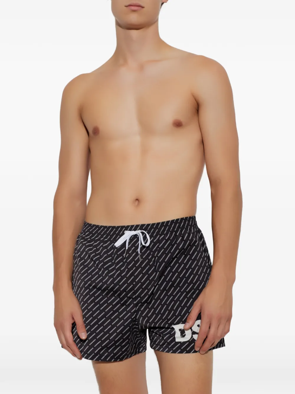 DSQUARED2 Zwembroek met logoprint en trekkoord Zwart
