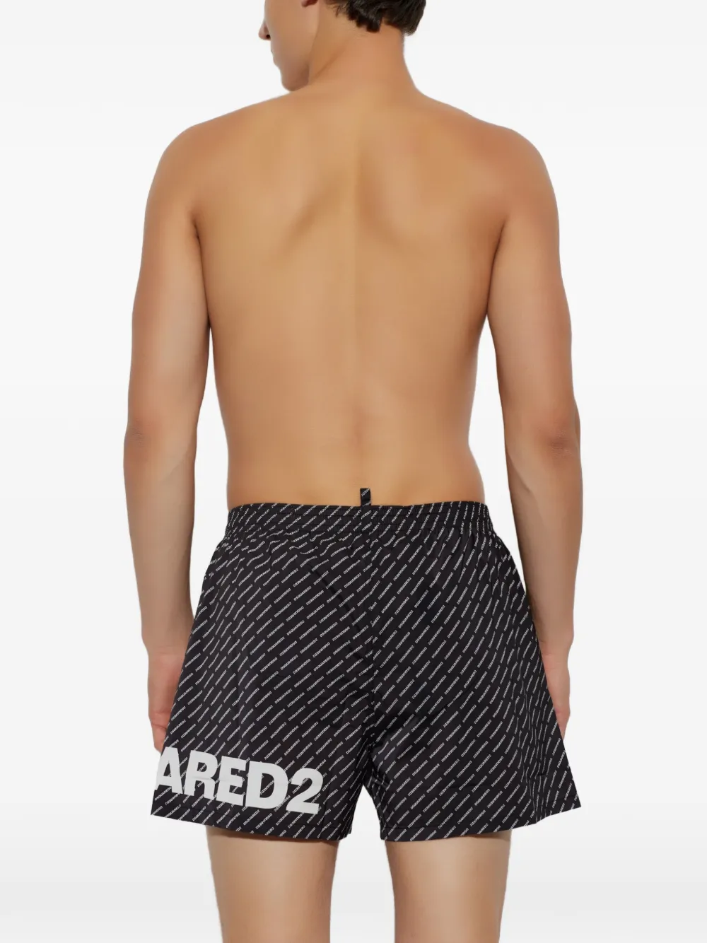 DSQUARED2 Zwembroek met logoprint en trekkoord Zwart