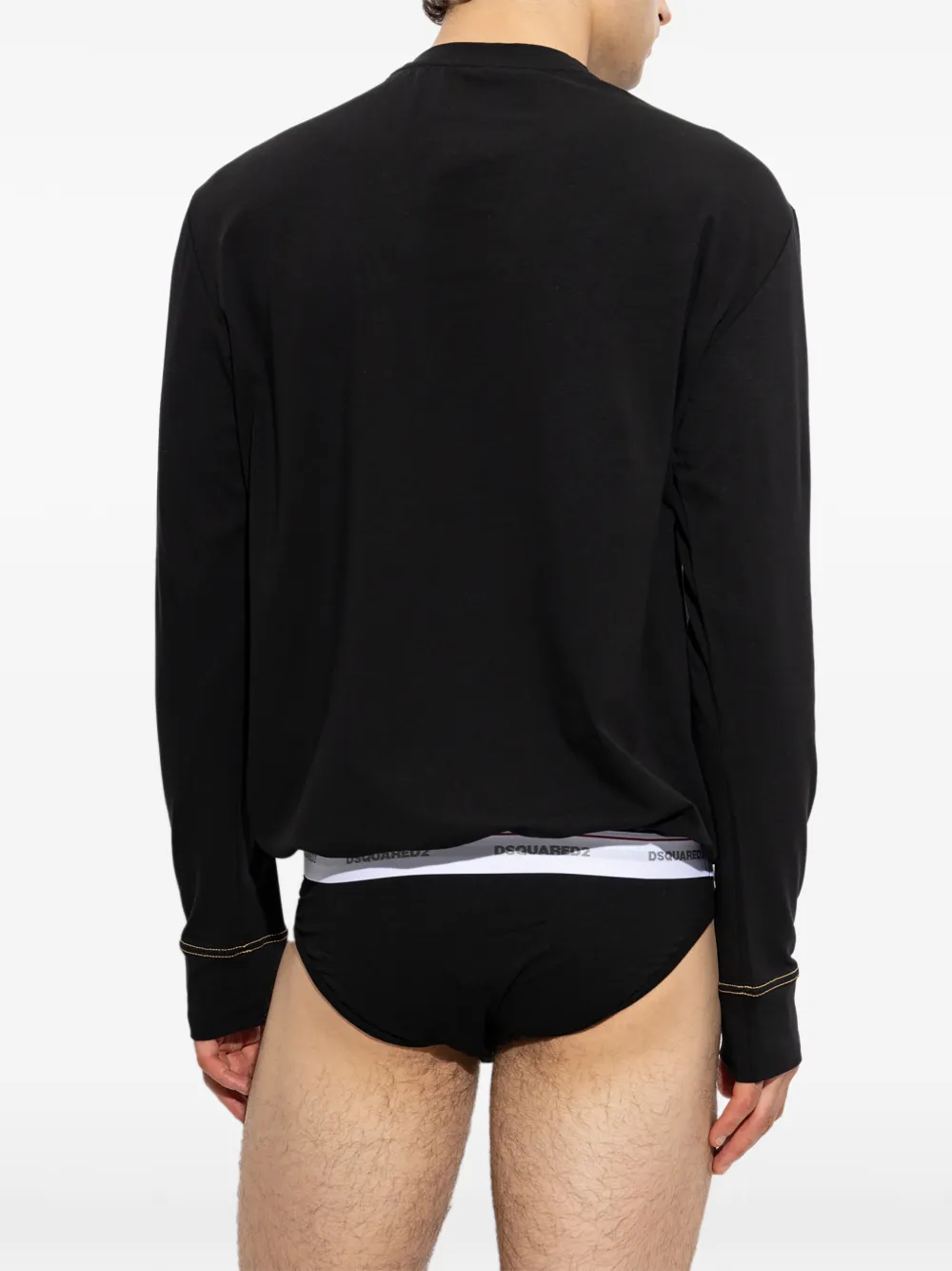 DSQUARED2 T-shirt met lange mouwen en tailleband met logo Zwart