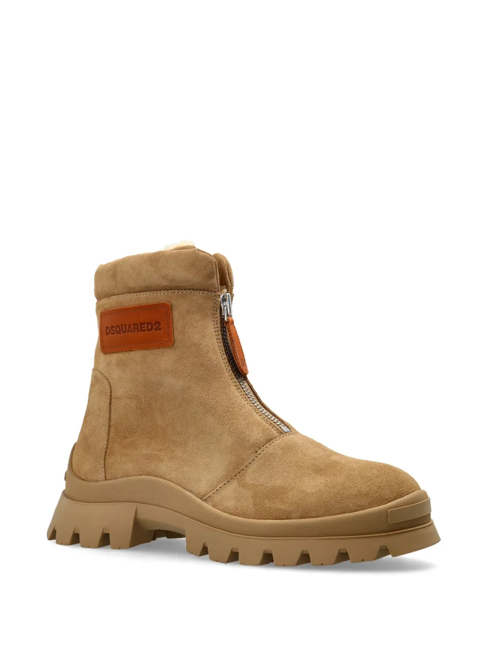 DSQUARED2 logo-patch suede boots Beige