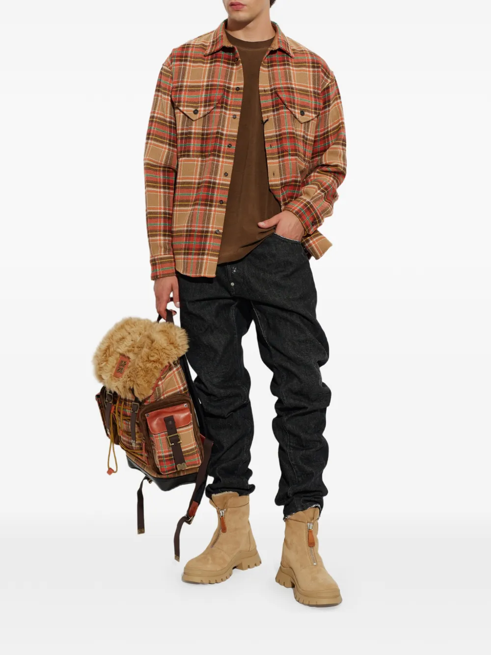 DSQUARED2 logo-patch suede boots Beige