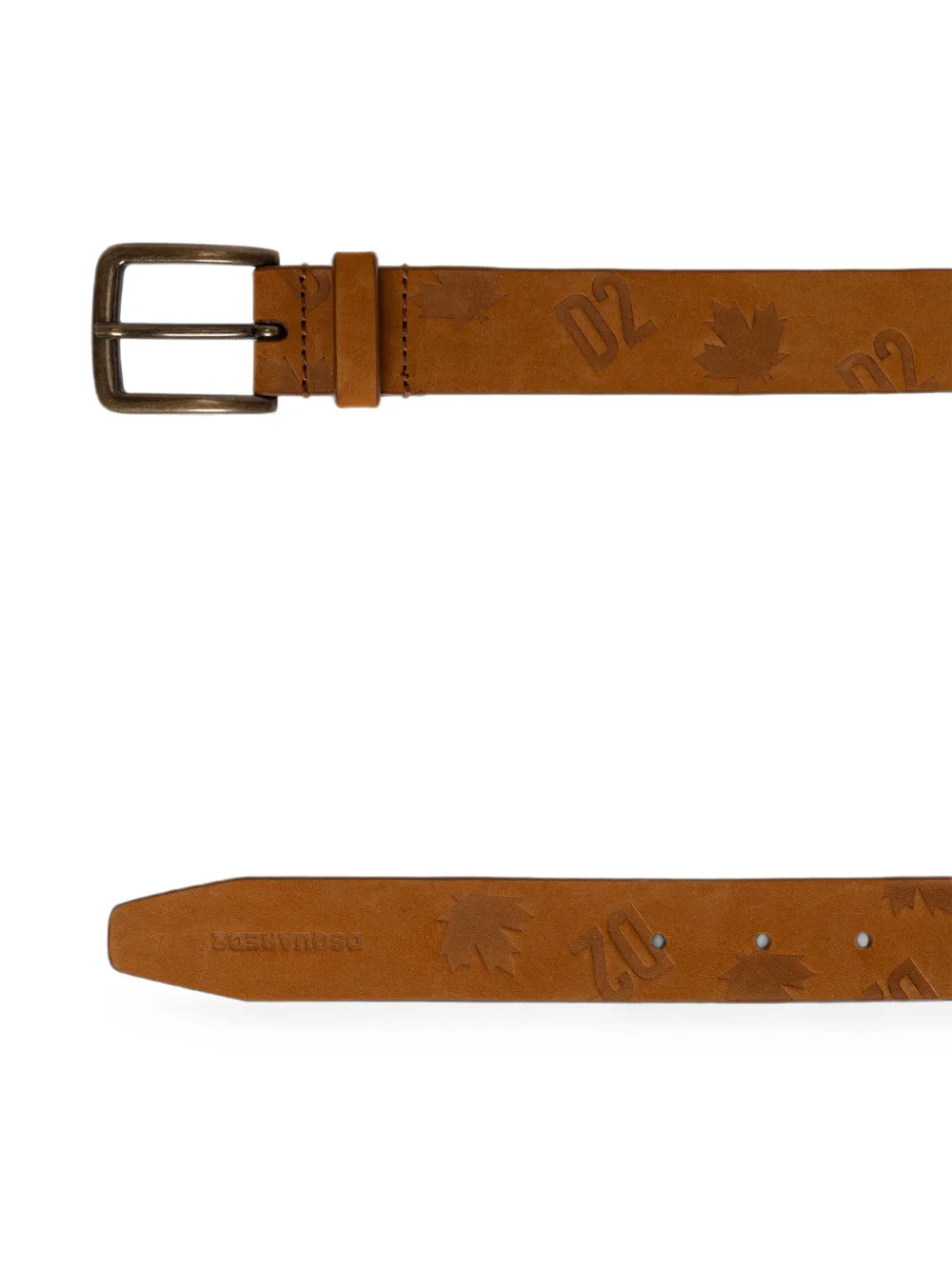 DSQUARED2 Leren riem met monogram Beige