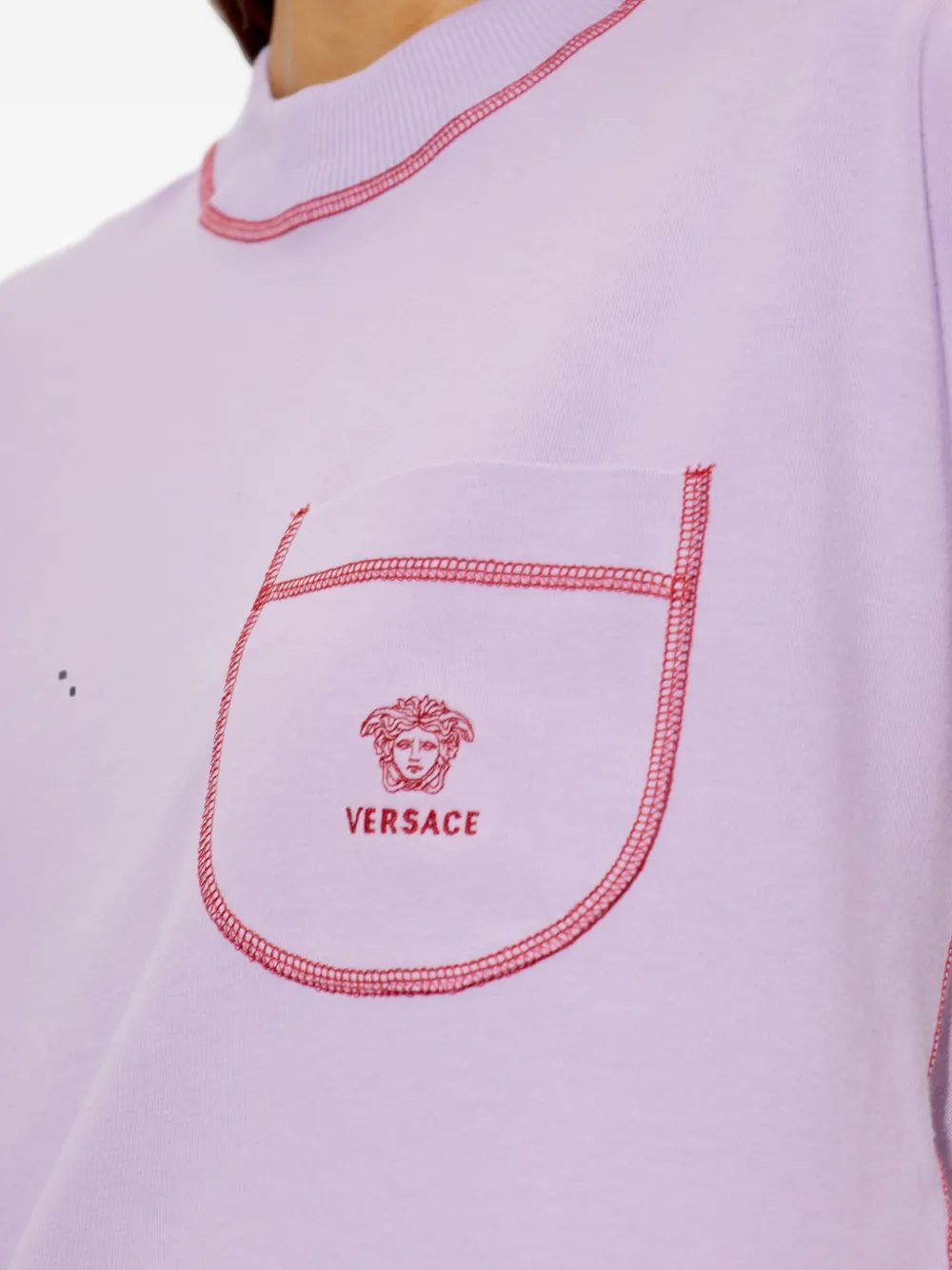 Versace T-shirt met geborduurd logo Paars
