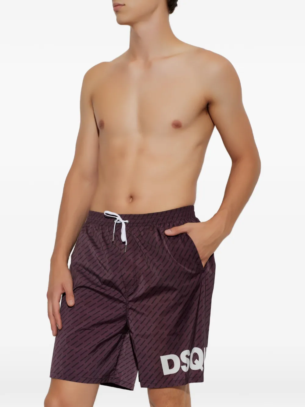 DSQUARED2 Zwembroek met monogram en logoprint Paars