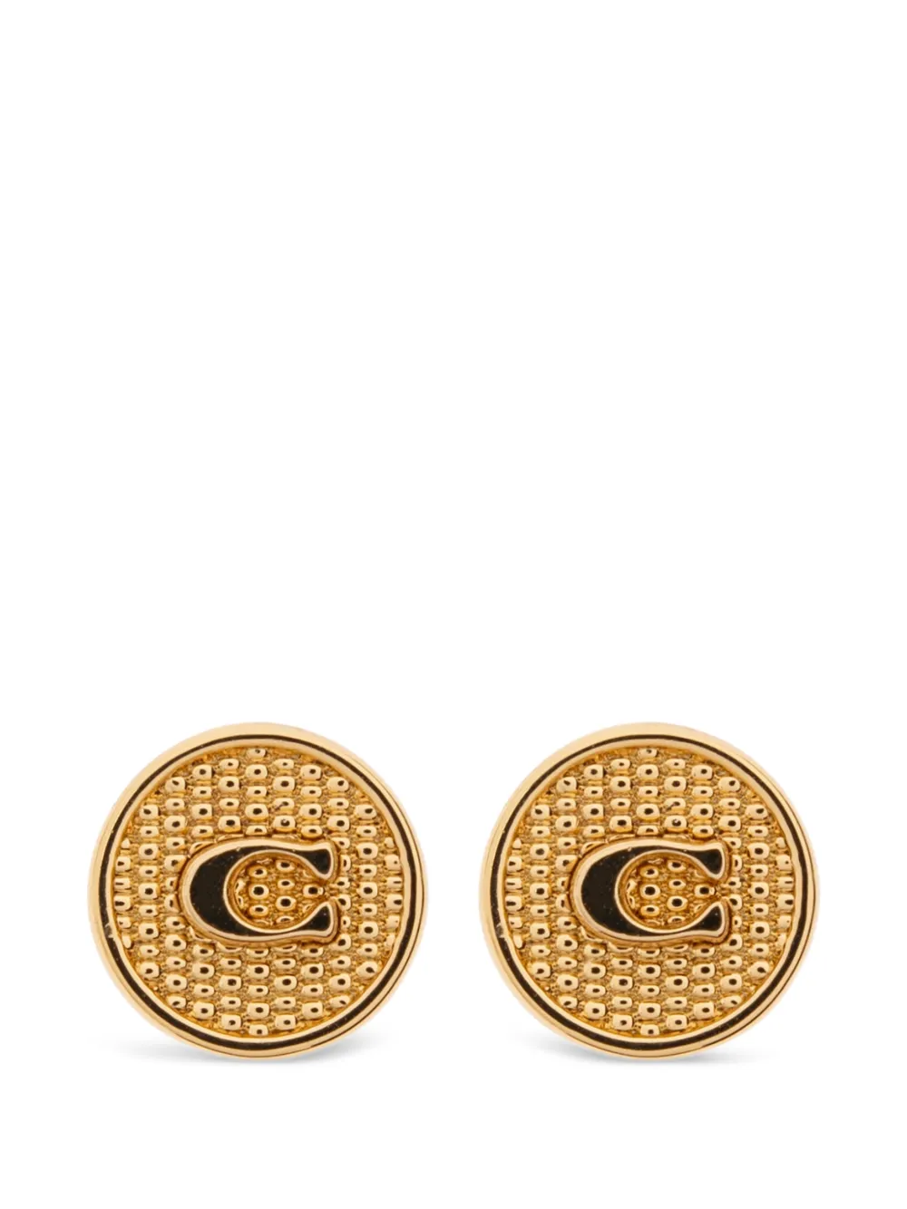 Coach logo-plaque stud earrings - Gold