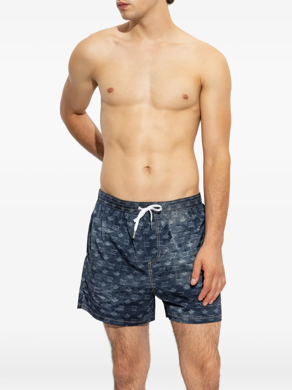 DSQUARED2 Zwembroek met monogramprint Blauw