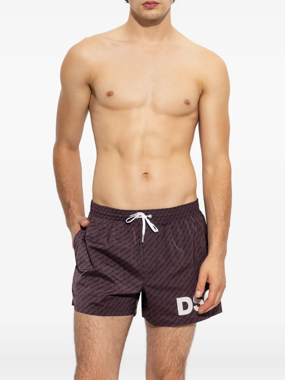 DSQUARED2 logo-print drawstring swim shorts Paars