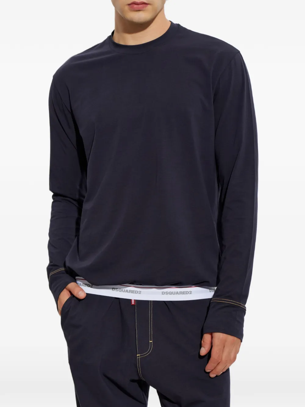 DSQUARED2 T-shirt met logo tailleband Blauw