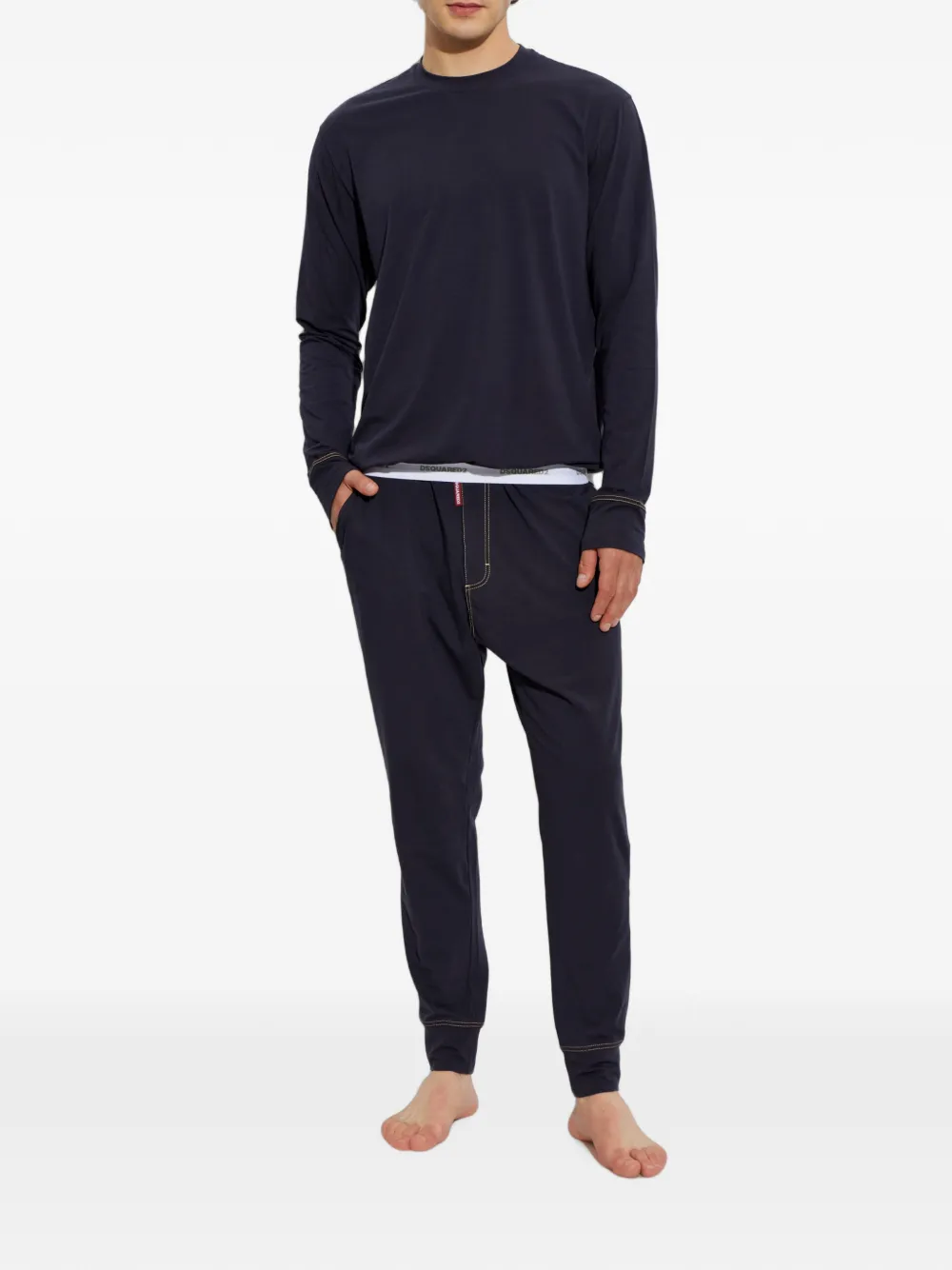 DSQUARED2 T-shirt met logo tailleband Blauw