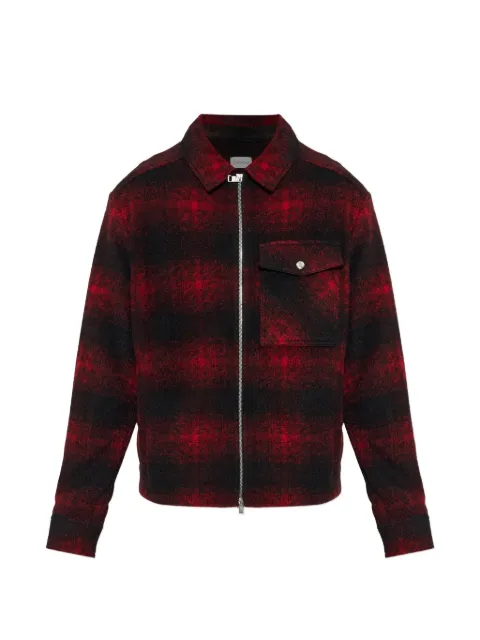 Moncler check logo-patch shirt jacket