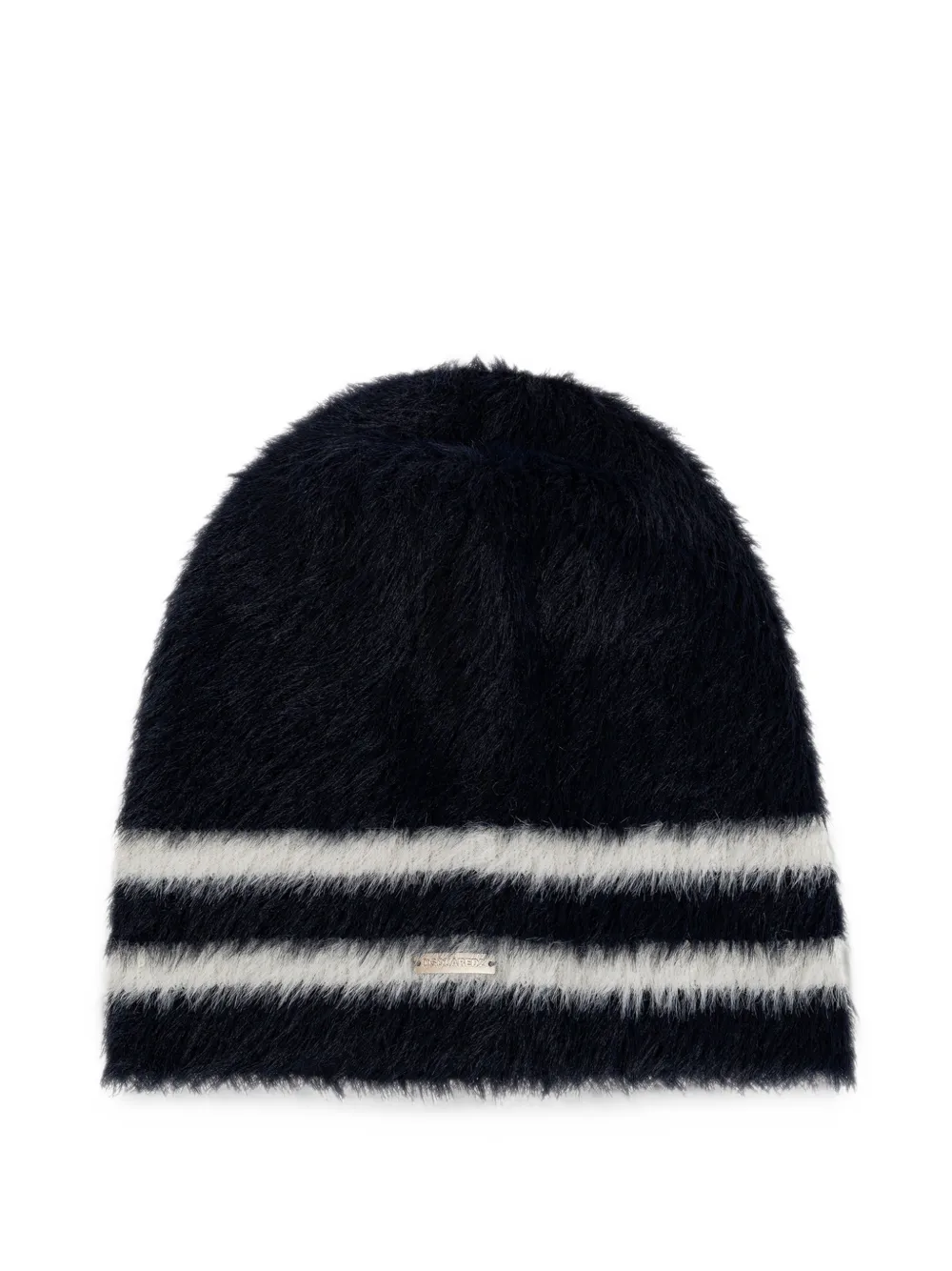 DSQUARED2 striped logo-plaque beanie hat - Blu