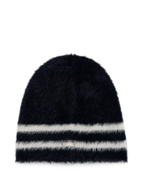 DSQUARED2 striped logo-plaque beanie hat