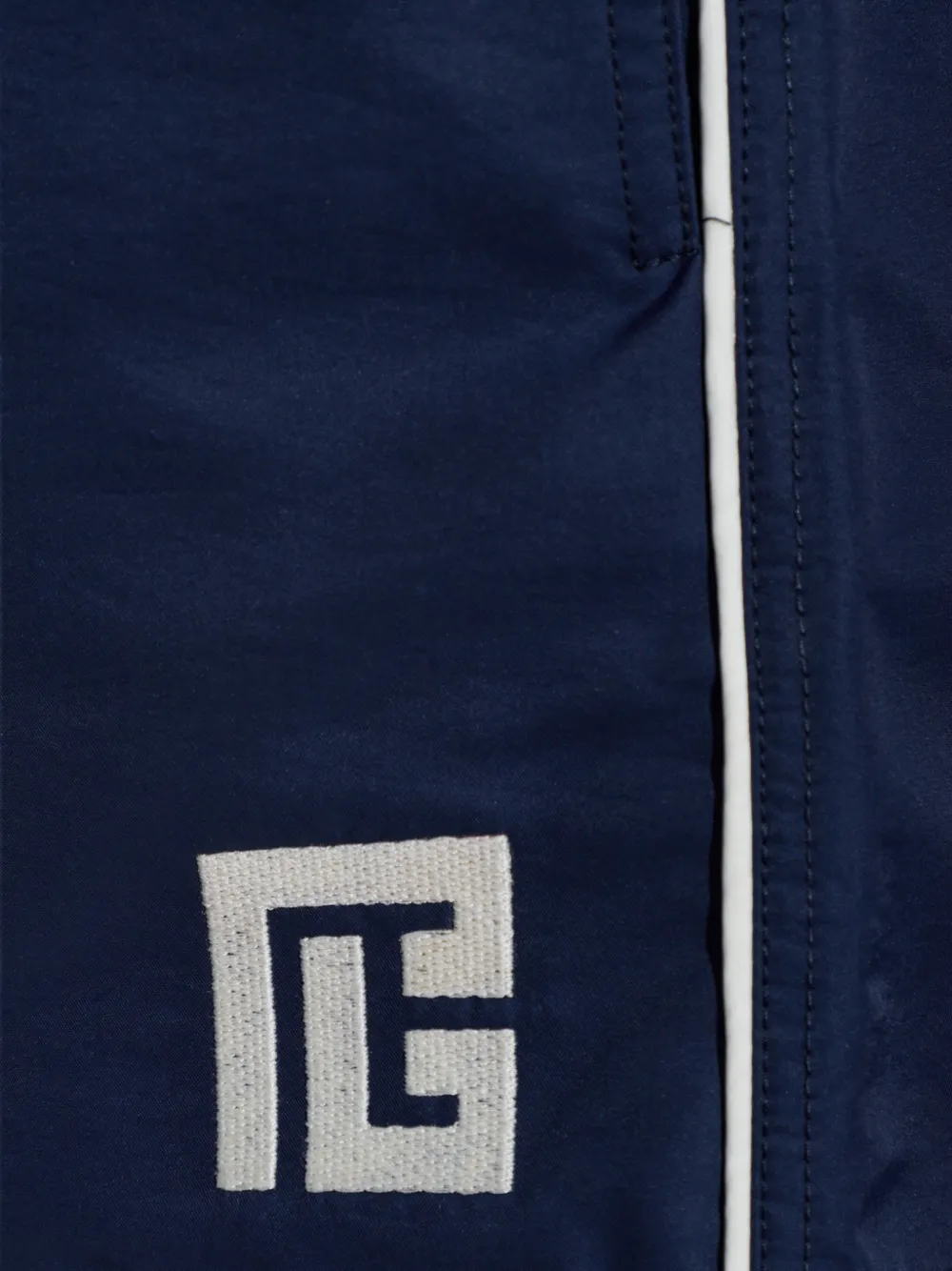 Balmain side-stripe logo-patch swim shorts Blauw