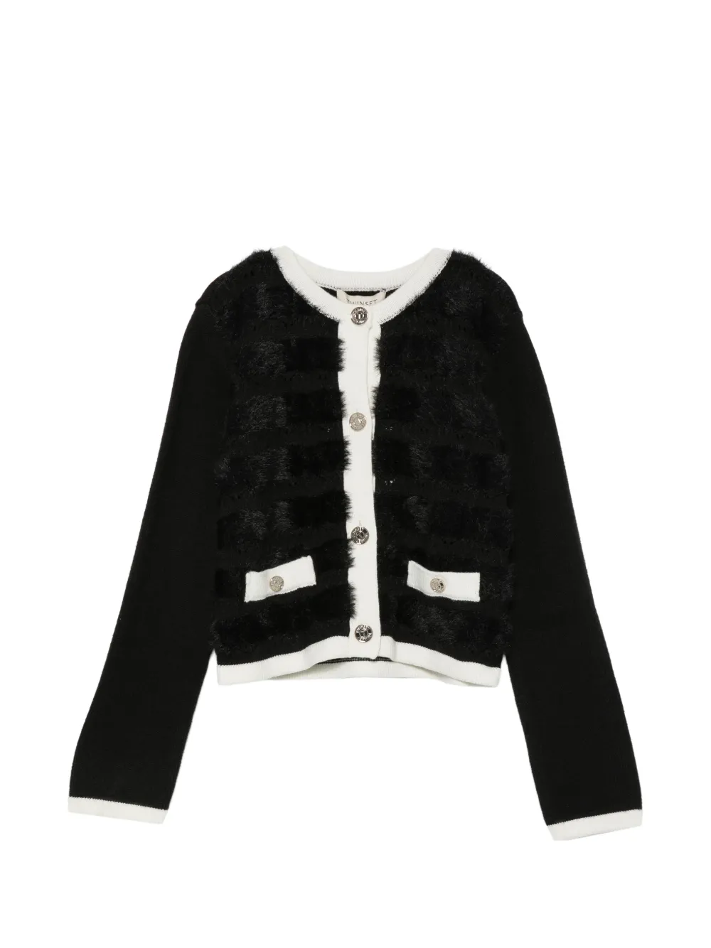 TWINSET Kids Cardigan con inserti in pelliccia sintetica - Nero