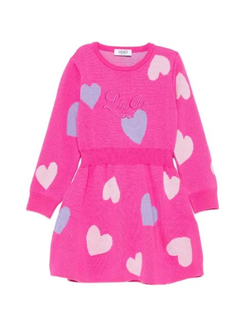 Liu Jo Kids vestido con logo bordado y corazón en intarsia
