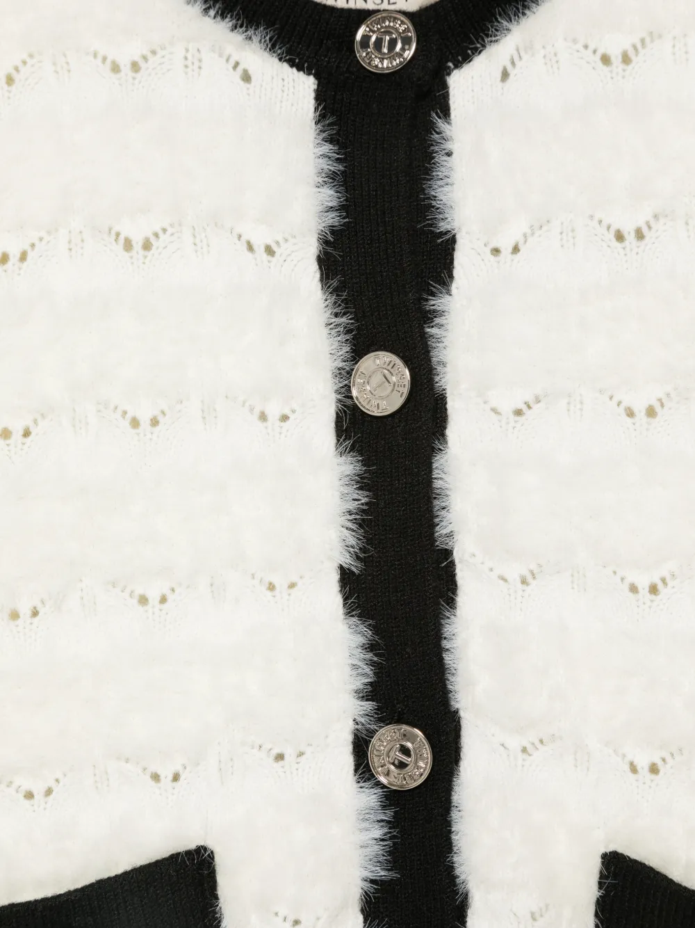 TWINSET Kids Pointellegebreid vest van imitatiebont Wit