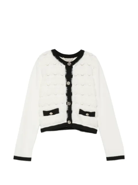 TWINSET Kids pointelle-knit faux-fur cardigan