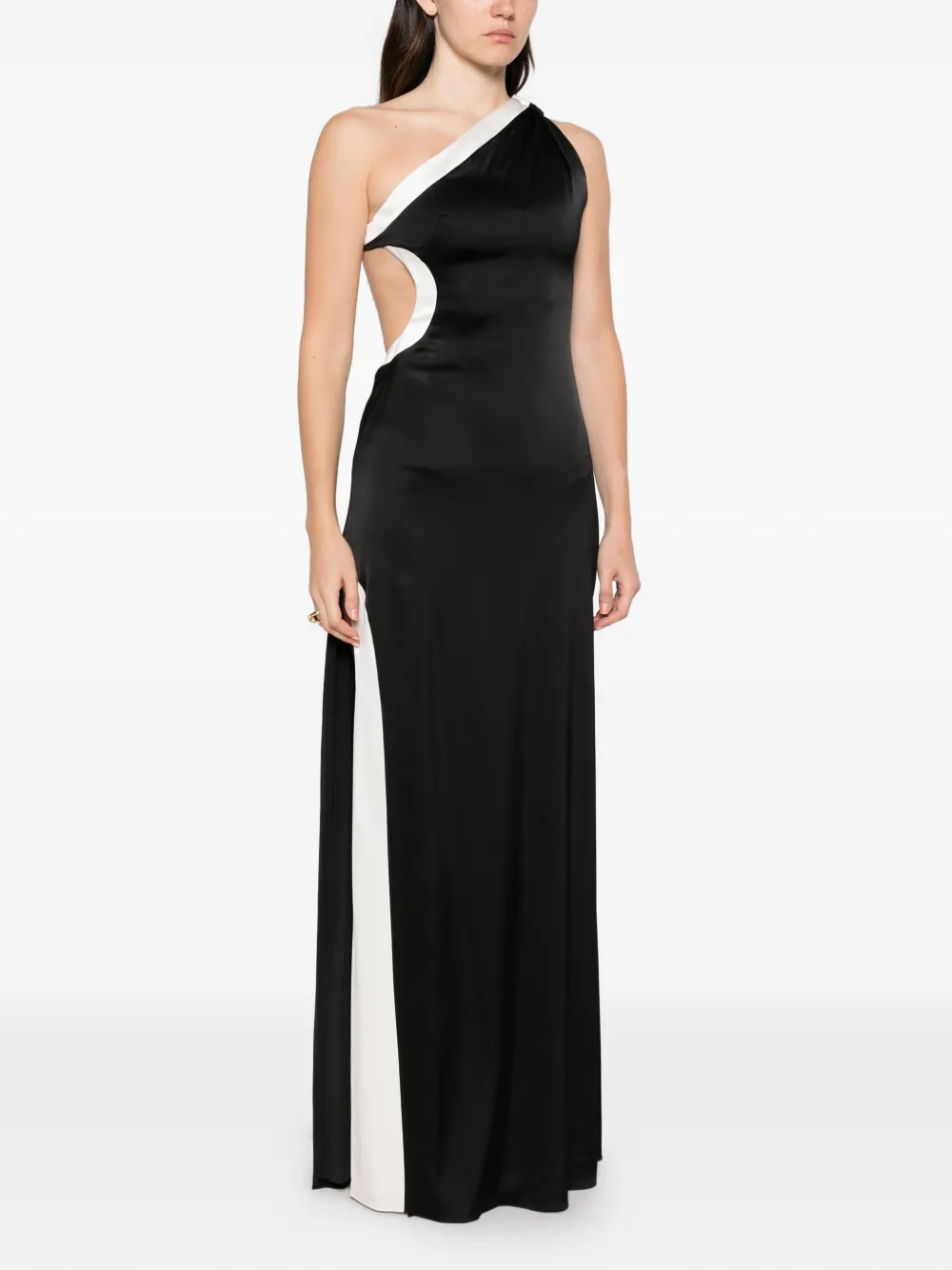alice + olivia Gwendolyn asymmetrische maxi-jurk met uitgesneden details Zwart