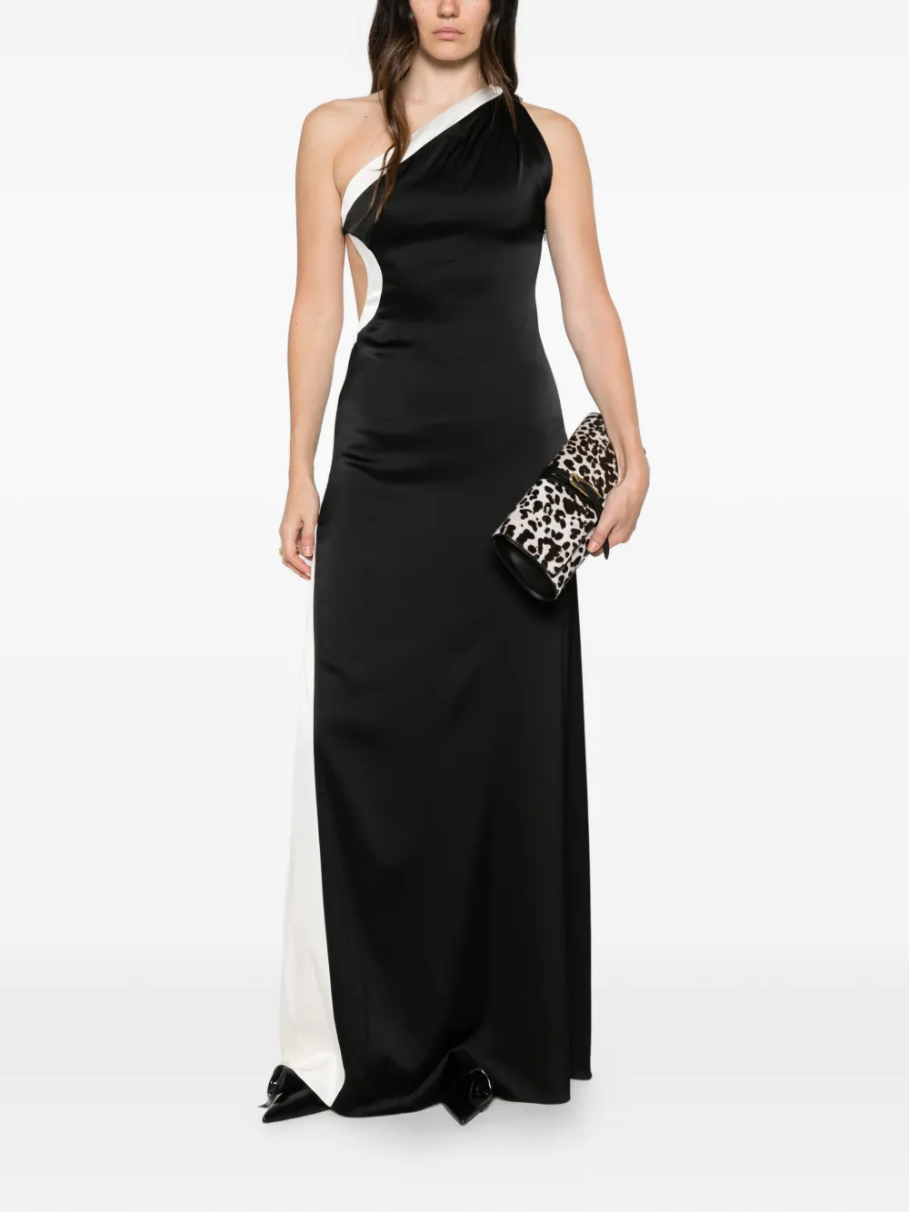 alice + olivia Gwendolyn asymmetrische maxi-jurk met uitgesneden details Zwart