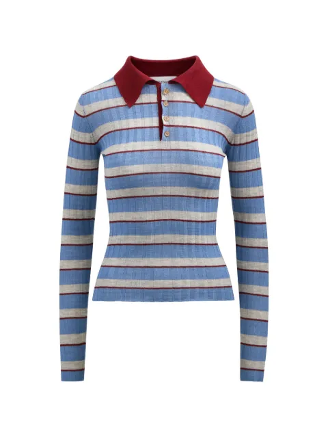 Brandon Maxwell Joni striped polo top