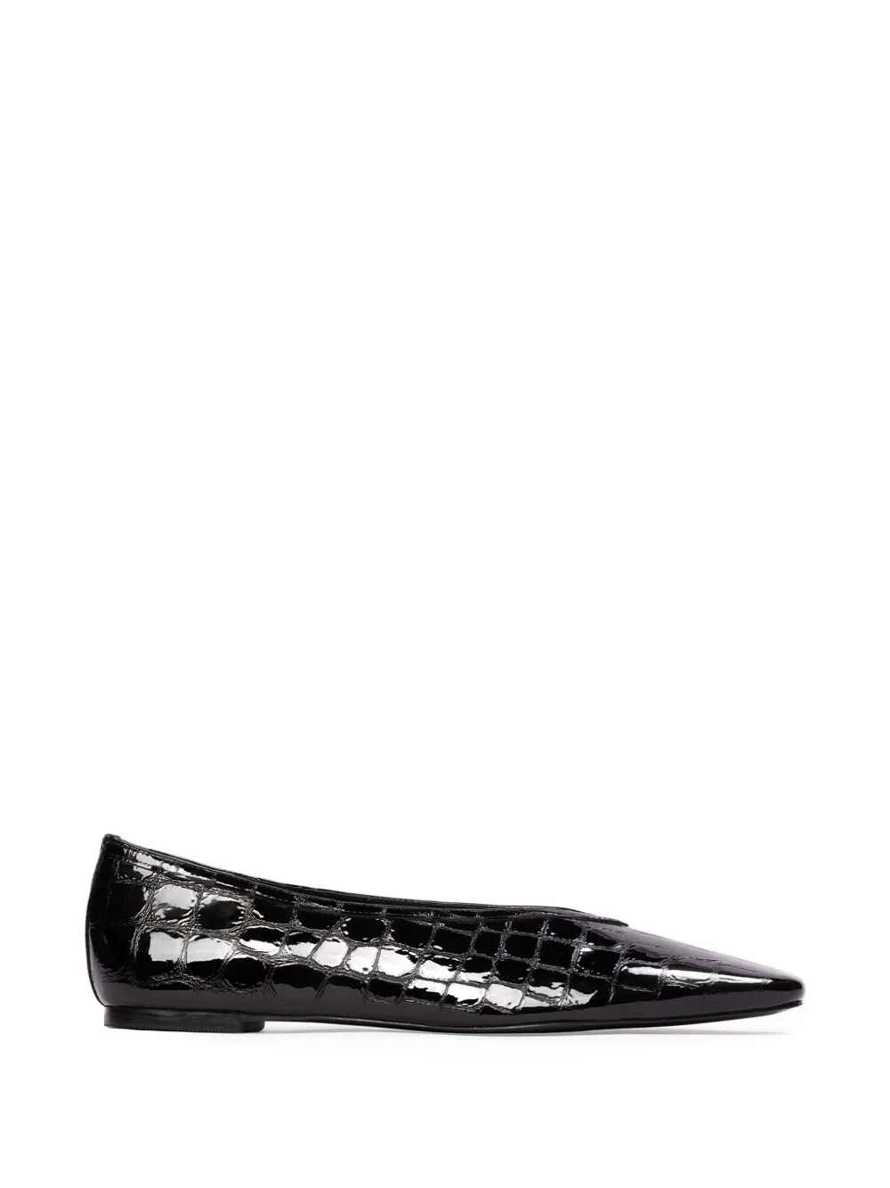 Black Suede Studio Ayra Croc-effect Ballet Flats In Black