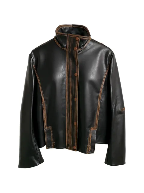 Brandon Maxwell Mason high-neck leather jacket