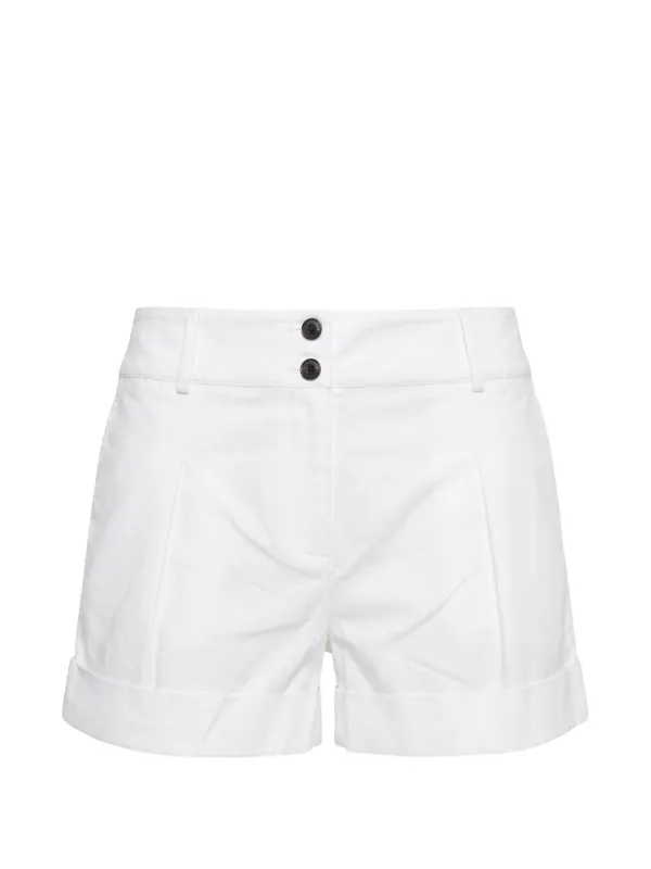 Brandon Maxwell Pleated Turn-up Shorts in White