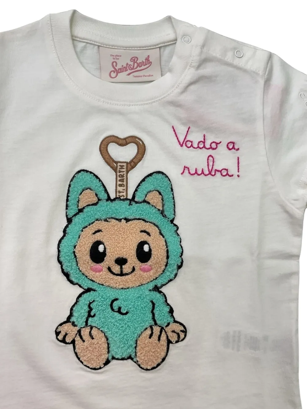 MC2 Saint Barth Kids Elly T-shirt met borduurwerk en puppy-patch Wit
