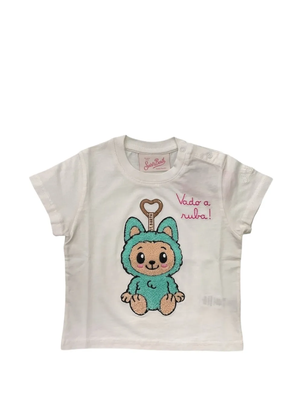 MC2 Saint Barth Kids Elly T-shirt met borduurwerk en puppy-patch Wit