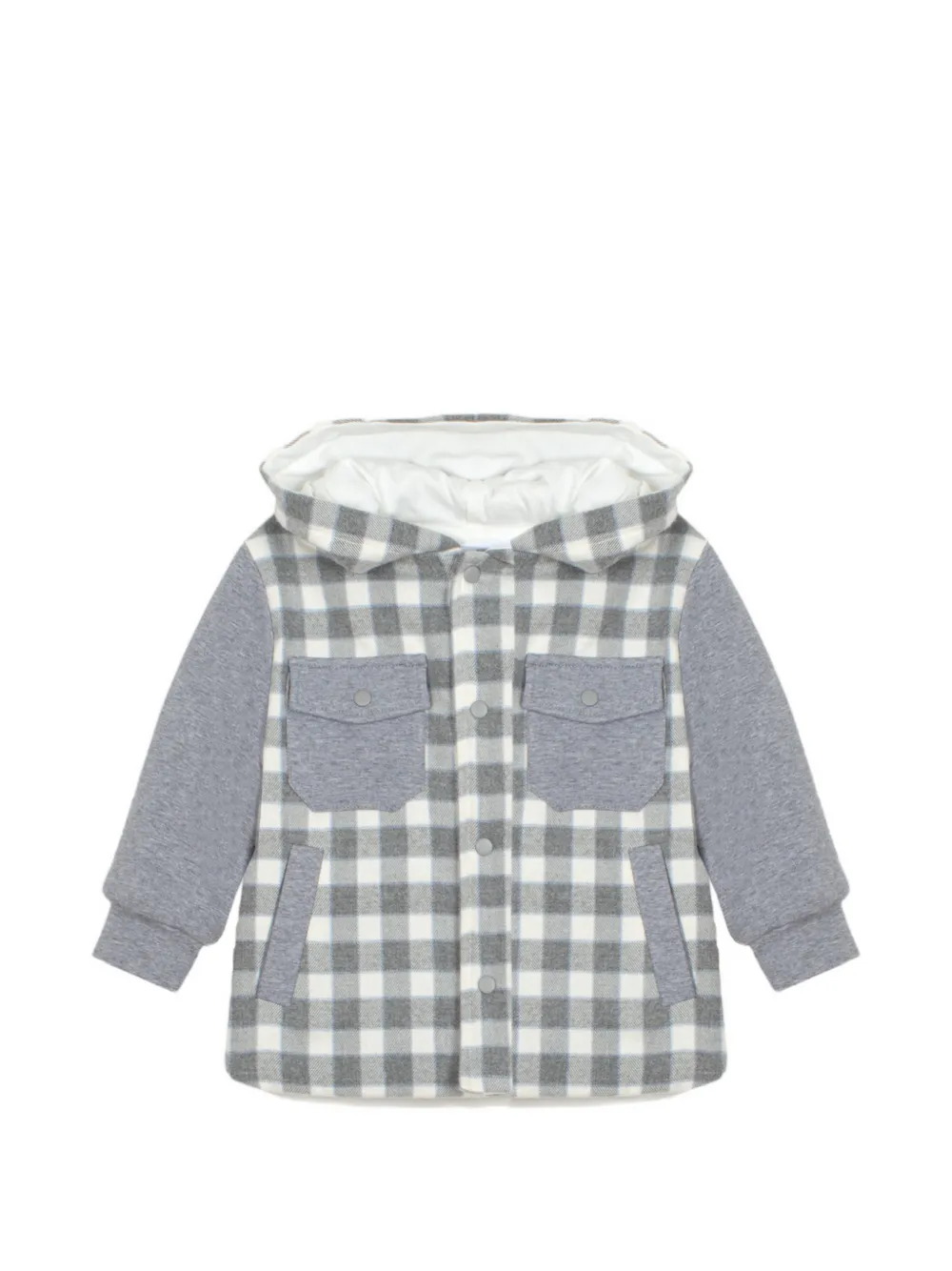 Patachou check-pattern hooded jacket - Grigio