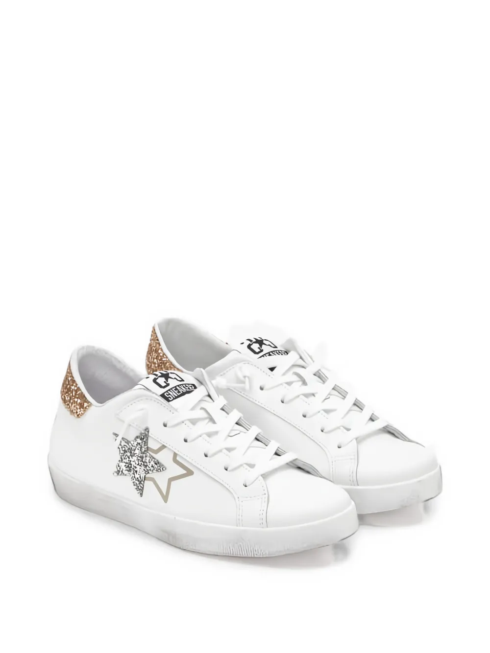2 Star Prime Star sneakers met glitters-patch Wit