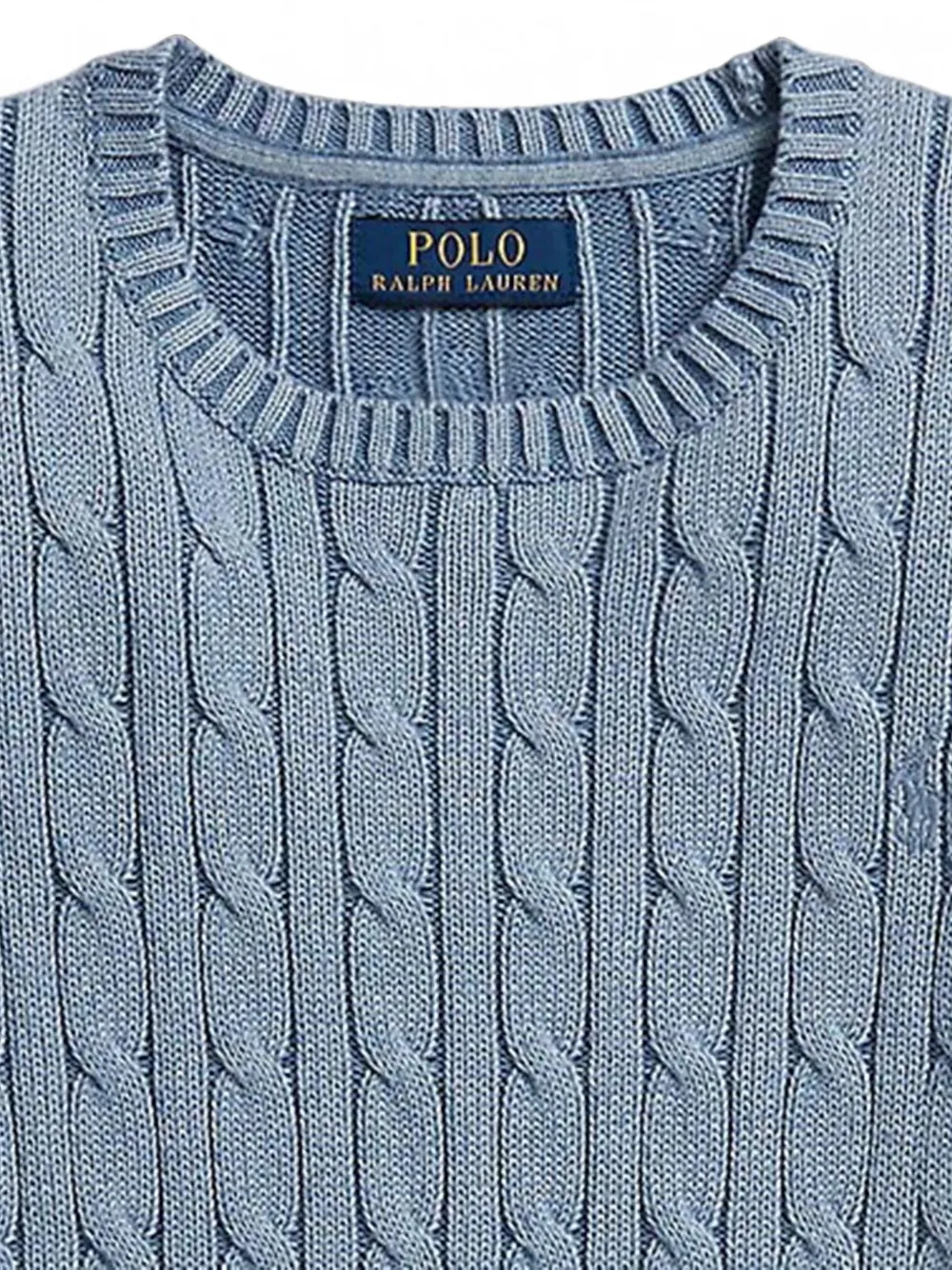 POLO RALPH LAUREN KIDS Kabelgebreide trui met geborduurd logo Blauw