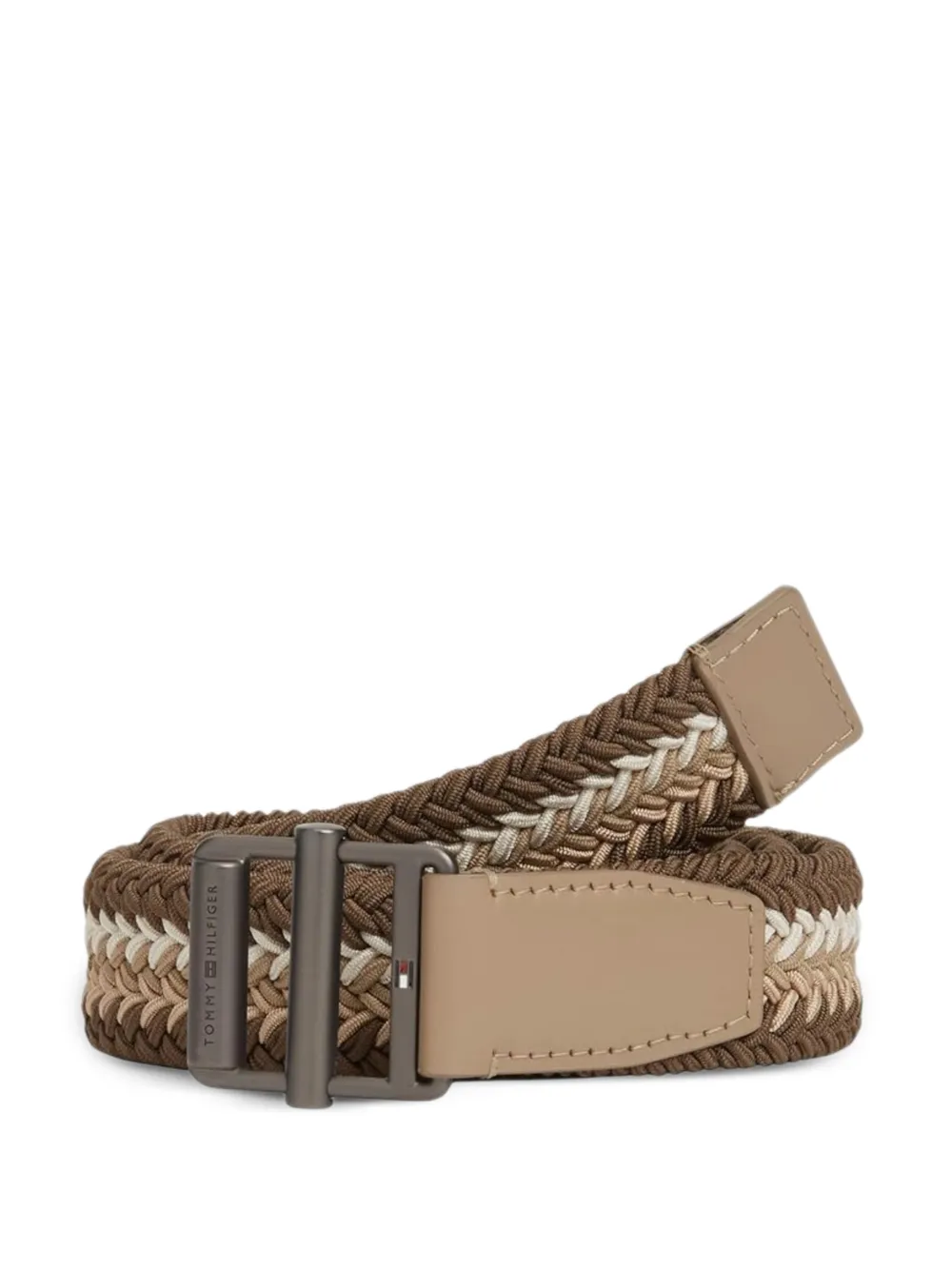 Tommy Hilfiger braided horizontal-stripe belt - Verde